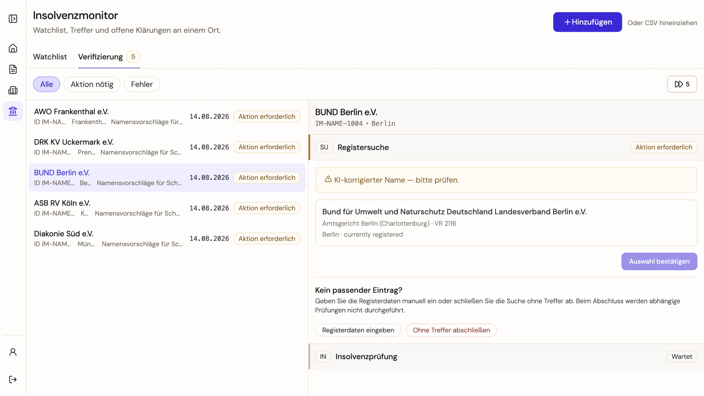 KI-gestützte Registersuche