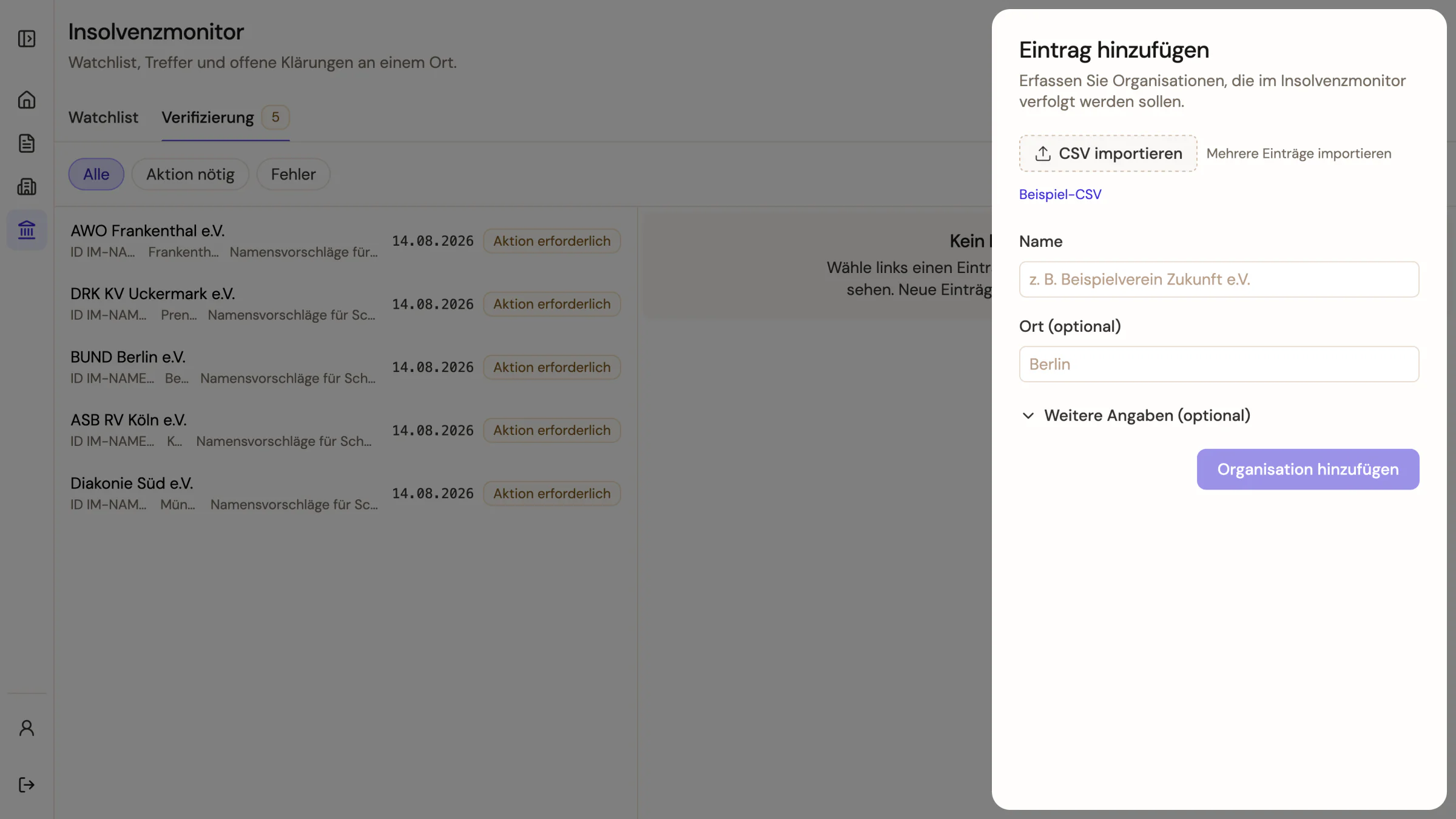 Formular- und CSV-Import