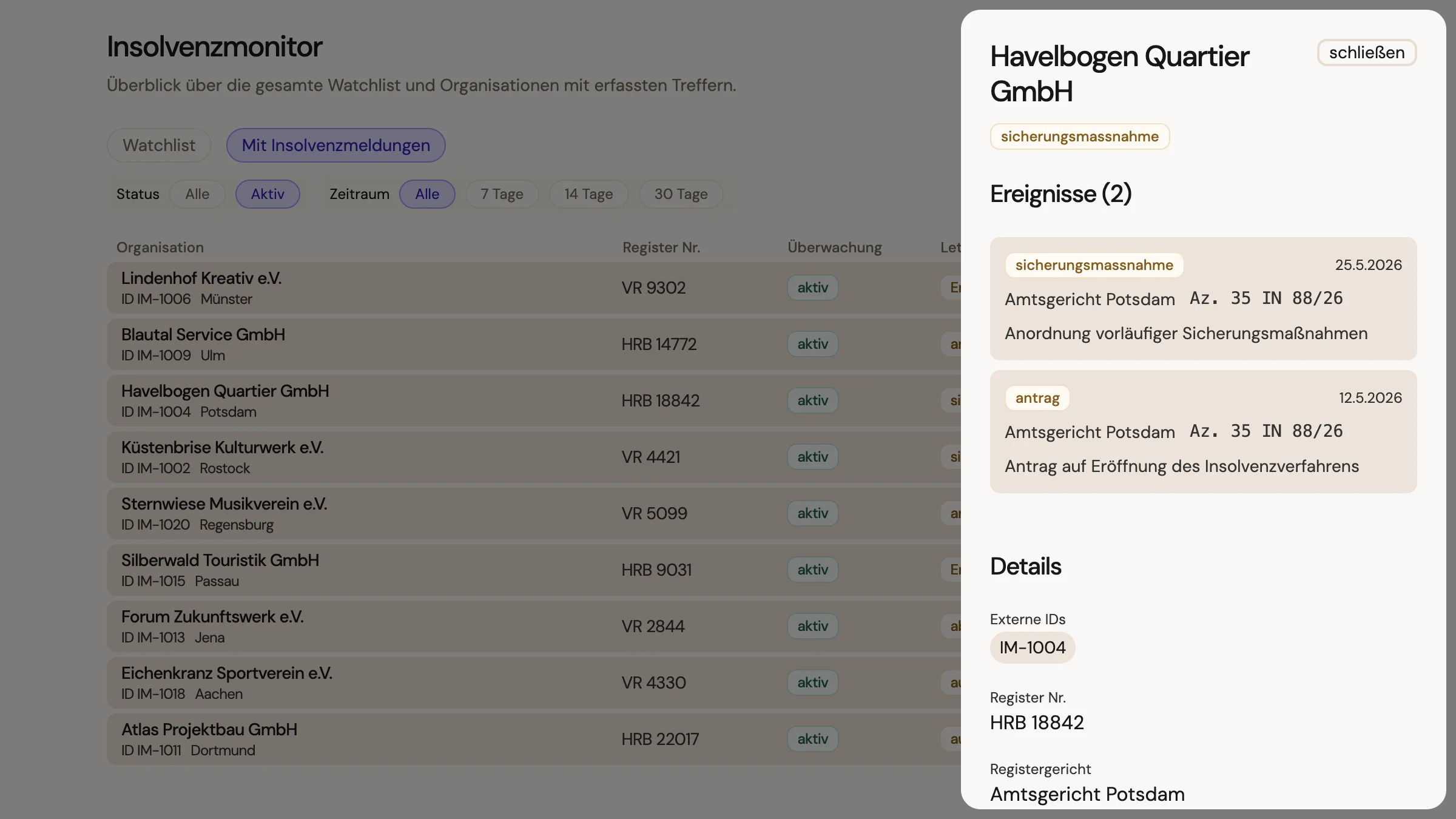 Insolvenzmonitor Informationen